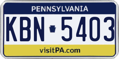 PA license plate KBN5403