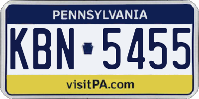 PA license plate KBN5455
