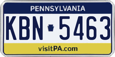 PA license plate KBN5463