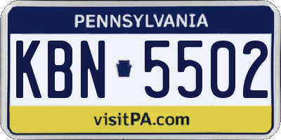 PA license plate KBN5502