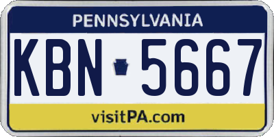 PA license plate KBN5667