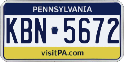 PA license plate KBN5672