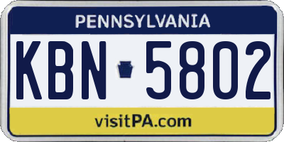 PA license plate KBN5802