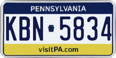 PA license plate KBN5834