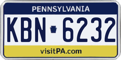 PA license plate KBN6232