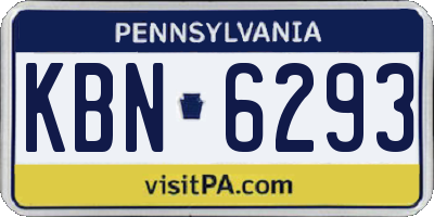 PA license plate KBN6293