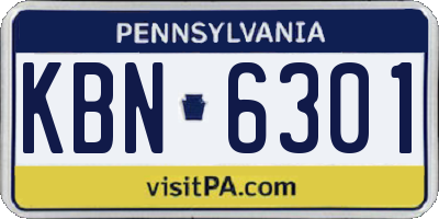 PA license plate KBN6301