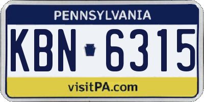 PA license plate KBN6315