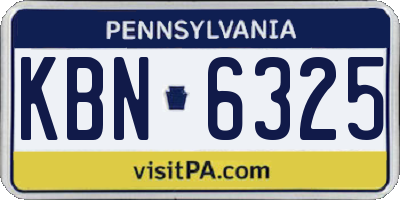 PA license plate KBN6325