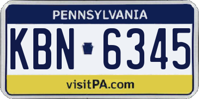 PA license plate KBN6345