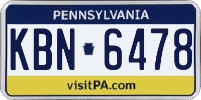 PA license plate KBN6478
