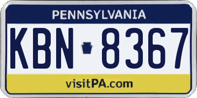PA license plate KBN8367