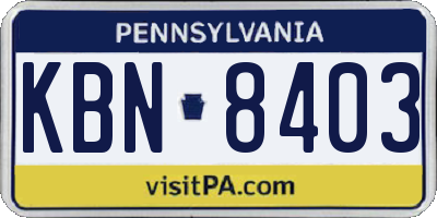 PA license plate KBN8403