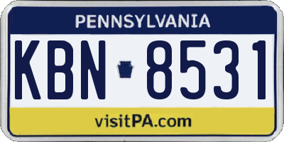PA license plate KBN8531