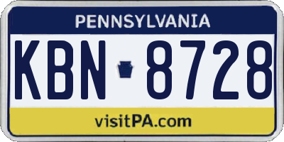 PA license plate KBN8728