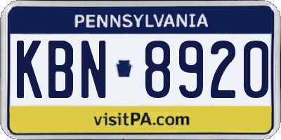 PA license plate KBN8920