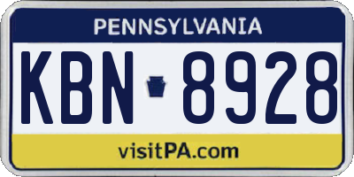 PA license plate KBN8928