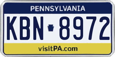 PA license plate KBN8972