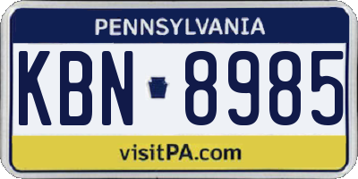 PA license plate KBN8985