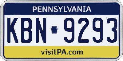 PA license plate KBN9293