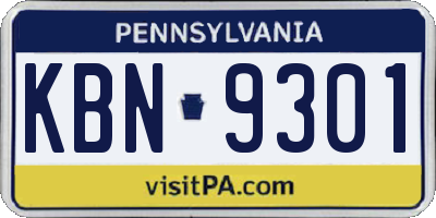PA license plate KBN9301