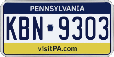 PA license plate KBN9303