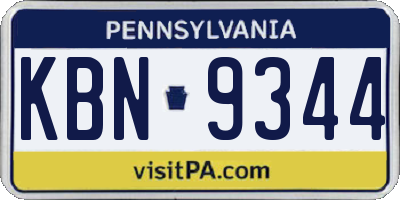 PA license plate KBN9344