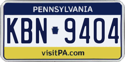 PA license plate KBN9404