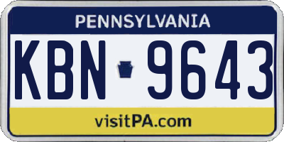 PA license plate KBN9643