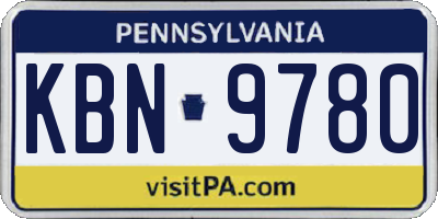 PA license plate KBN9780