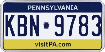 PA license plate KBN9783