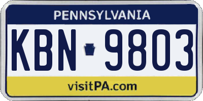 PA license plate KBN9803