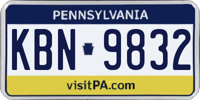 PA license plate KBN9832