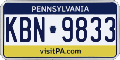PA license plate KBN9833