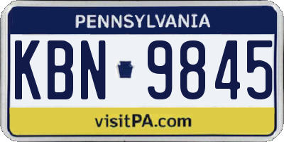 PA license plate KBN9845