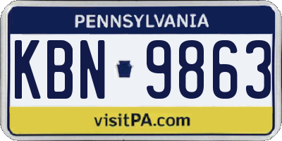 PA license plate KBN9863
