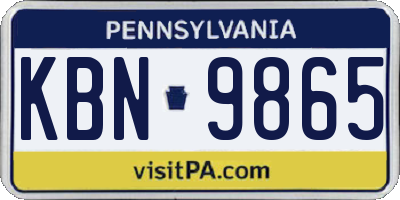 PA license plate KBN9865