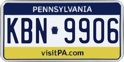 PA license plate KBN9906