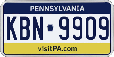 PA license plate KBN9909