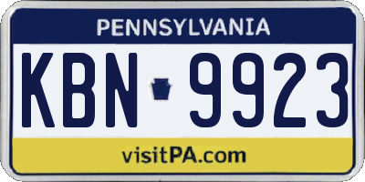 PA license plate KBN9923