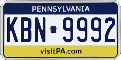 PA license plate KBN9992