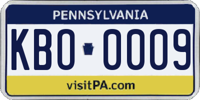 PA license plate KBO0009