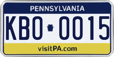 PA license plate KBO0015