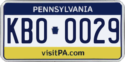 PA license plate KBO0029