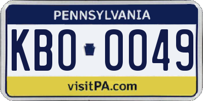 PA license plate KBO0049