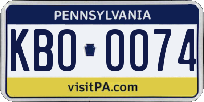 PA license plate KBO0074