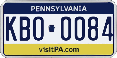 PA license plate KBO0084
