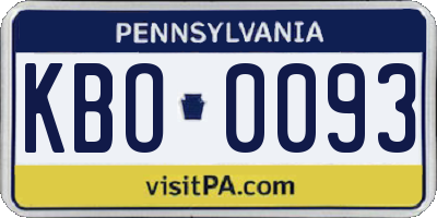 PA license plate KBO0093