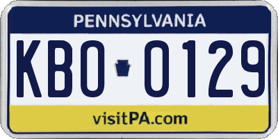 PA license plate KBO0129