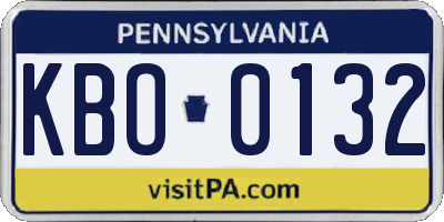 PA license plate KBO0132